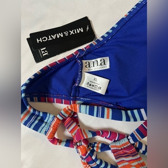A.N.A. Multi Color Striped Cross Back Bikini Top - Picture 5 of 7